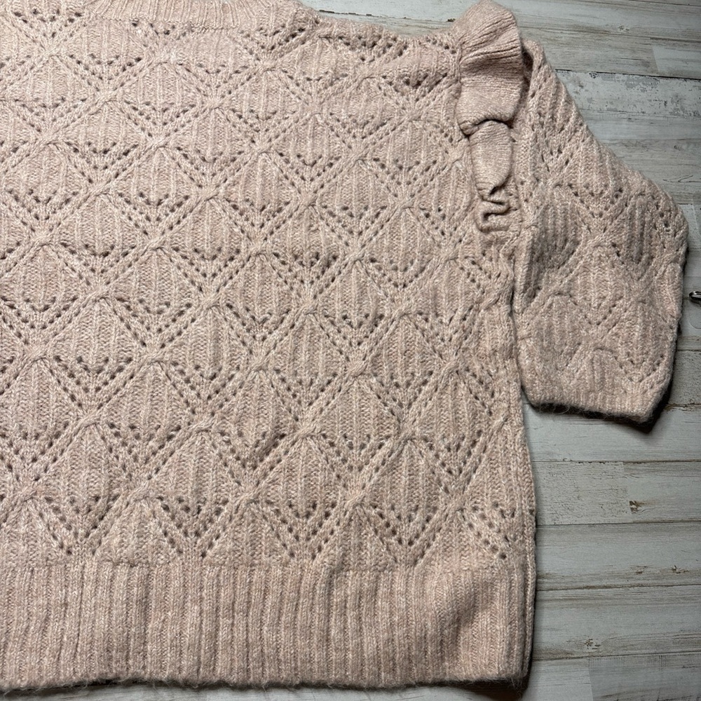 Old Navy Ruffle-Trim Pointelle-Knit Sweater Plus Size 3X Light Pink Shimmer - Picture 11 of 12